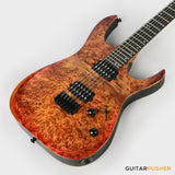 Aquarius Guitars Model B (Prototype) HH Alder Body Spalted Maple Burl Top, Ebony Fretboard Electric Guitar - Chaos Ember