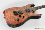 Aquarius Guitars Model B (Prototype) HH Alder Body Spalted Maple Burl Top, Ebony Fretboard Electric Guitar - Chaos Ember
