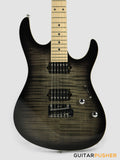 Leeky L-Series L15 HH S Style (Flamed Maple Top/Maple Fingerboard) - Black Burst