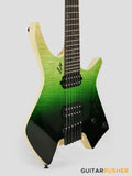 Leeky X-Series X15 Headless Electric Guitar Roasted Basswood Body Maple Top Maple Neck Rosewood Fingerboard - Green Burst