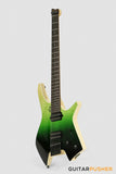 Leeky X-Series X15 Headless Electric Guitar Roasted Basswood Body Maple Top Maple Neck Rosewood Fingerboard - Green Burst