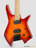 Leeky X-Series X26 Headless Electric Guitar Roasted Basswood Body Wenge Top Roasted Maple Neck - Fire Burst