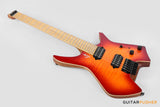 Leeky X-Series X26 Headless Electric Guitar Roasted Basswood Body Wenge Top Roasted Maple Neck - Fire Burst