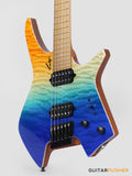Leeky X-Series X26 Headless Electric Guitar Roasted Basswood Body Wenge Top Roasted Maple Neck - Ocean Fade