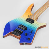 Leeky X-Series X26 Headless Electric Guitar Roasted Basswood Body Wenge Top Roasted Maple Neck - Ocean Fade