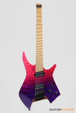 Leeky X-Series X26 Headless Electric Guitar Roasted Basswood Body Wenge Top Roasted Maple Neck - Purple Fade