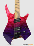 Leeky X-Series X26 Headless Electric Guitar Roasted Basswood Body Wenge Top Roasted Maple Neck - Purple Fade
