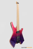 Leeky X-Series X26 Headless Electric Guitar Roasted Basswood Body Wenge Top Roasted Maple Neck - Purple Fade