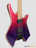 Leeky X-Series X26 Headless Electric Guitar Roasted Basswood Body Wenge Top Roasted Maple Neck - Purple Fade