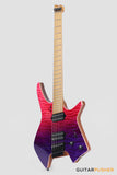 Leeky X-Series X26 Headless Electric Guitar Roasted Basswood Body Wenge Top Roasted Maple Neck - Purple Fade
