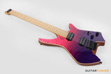 Leeky X-Series X26 Headless Electric Guitar Roasted Basswood Body Wenge Top Roasted Maple Neck - Purple Fade