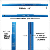 MusicNomad Tri-Beam 3 'n 1 Straight Edge, plus SAE/Metric Ruler & Scale Length Ruler for Acoustic & Electric Guitars MN820