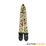 Perri's Leather Jacquard 2" Guitar Strap Ribbon Sewn on Tubular Webbing w/ Leather Ends