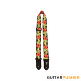 Perri's Leather Polyester 1.5" Ukulele Strap Heat Transfer Design on Polyester Webbing & Genuine Leather Ends