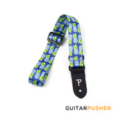 Perri's Leather Polyester 1.5" Ukulele Strap Heat Transfer Design on Polyester Webbing & Genuine Leather Ends