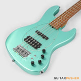 Sadowsky Metro Express 5 M/J Roasted Maple Fingerboard, Clear Pickguard 5-String Bass Guitar - Sage Green
