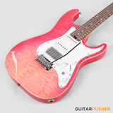 Soloking MS-1 Classic 22 HSS Quilt Top with Rosewood FB JESCAR - Strawberry Wakesurf