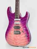 Soloking MS-1 Custom 24 HSS Quilt with Rosewood FB JESCAR - in Purple Wakesurf