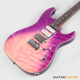 Soloking MS-1 Custom 24 HSS Quilt with Rosewood FB JESCAR - in Purple Wakesurf