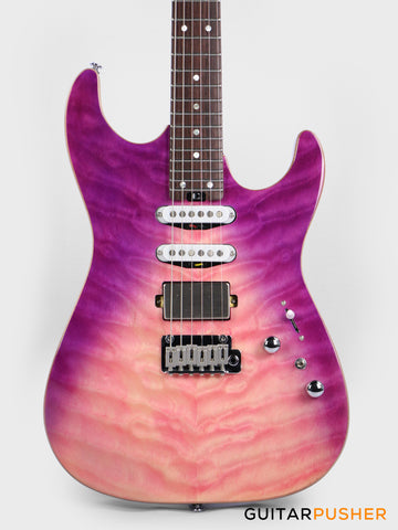 Soloking MS-1 Custom 24 HSS Quilt with Rosewood FB JESCAR - in Purple Wakesurf