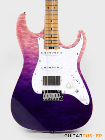 Soloking MS-1 Classic MKII Flat Top with 5A Quilt Special Run - Deep Purple Surf