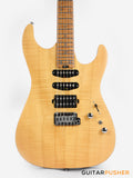 Soloking MS-1 Custom 24 HSS Flat Top FMN Elite with Roasted Flame Maple Neck - Natural Satin