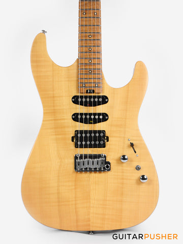 Soloking MS-1 Custom 24 HSS Flat Top FMN Elite with Roasted Flame Maple Neck - Natural Satin