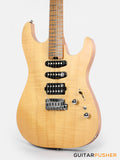 Soloking MS-1 Custom 24 HSS Flat Top FMN Elite with Roasted Flame Maple Neck - Natural Satin