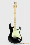 Tagima New T-635 Classic Series S Style Electric Guitar - Black (Maple Fingerboard/Mint Green Pickguard)