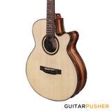 Tyma A2 Custom-ZL Solid Spruce Top Striped Ebony OM Acoustic-Electric Guitar with T5 preamp