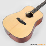 Tyma TD-10E Solid Sitka Spruce Top African Peach Core Dreadnought Acoustic-Electric Guitar with T-200 MAX preamp