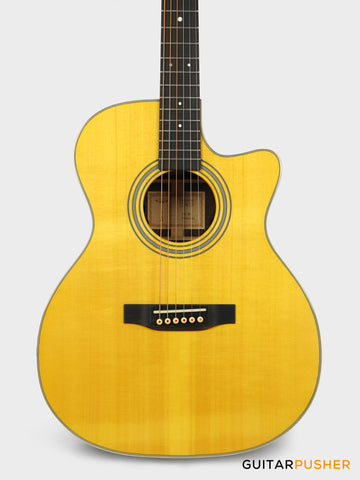 Tyma TFC-28E Solid Engelmann Spruce Top Indian Rosewood OM Acoustic-Electric Guitar with Fishman Matrix Infinity Blend Pickup System & Case