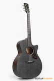 Tyma TG-2 BKS Solid Sitka Spruce Top Grand Auditorium Acoustic-Electric Guitar - (Black) with T-200 MAX preamp and Hard Case