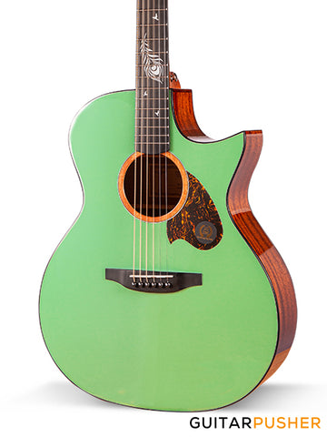 Tyma TG-5E Live MG (Mint Green) Solid Sitka Spruce Top Sapele Grand Auditorium Acoustic-Electric Guitar with T200 MAX preamp