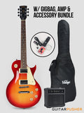 Vintage Coaster Series V10 Singlecut Electric Guitar w/ Kinsman 10-Watt Amplifier, Gig Bag, & Accessories - Cherry Sunburst