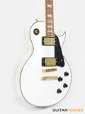 Vintage V100 Reissued Singlecut Electric Guitar w/ Gold Hardware - Arctic White