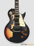 Vintage V100 Icon Singlecut Electric Guitar - Distressed Black Over Sunburst