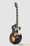 Vintage V100 Icon Singlecut Electric Guitar - Distressed Black Over Sunburst