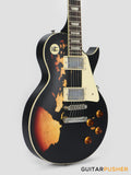 Vintage V100 Icon Singlecut Electric Guitar - Distressed Black Over Sunburst