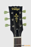 Vintage V100 Icon Singlecut Electric Guitar - Distressed Black Over Sunburst