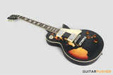 Vintage V100 Icon Singlecut Electric Guitar - Distressed Black Over Sunburst
