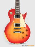 Vintage V100 Icon Singlecut Electric Guitar - Distressed Cherry Sunburst