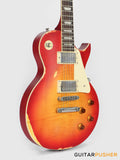 Vintage V100 Icon Singlecut Electric Guitar - Distressed Cherry Sunburst