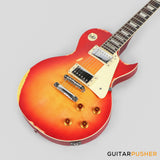 Vintage V100 Icon Singlecut Electric Guitar - Distressed Cherry Sunburst