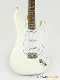 Vintage V6JMH "Fillmore" Hendrix-Inspired Reverse S-Style Electric Guitar - Olympia White