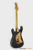 Vintage V6 Icon "Blackie" S-Style Electric Guitar - Distressed Boulevard Black