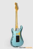 Vintage V6 Icon S-Style Electric Guitar (Distressed Gun Hill Blue over Sunburst)