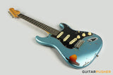 Vintage V6 Icon S-Style Electric Guitar (Distressed Gun Hill Blue over Sunburst)