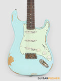 Vintage V6 Icon S-Style Electric Guitar - Distressed Laguna Blue
