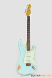 Vintage V6 Icon S-Style Electric Guitar - Distressed Laguna Blue